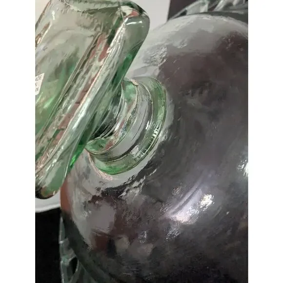 100% Recycled Green Glass Pedestal Compote Made in Spain 16 Wide 5 base VTG